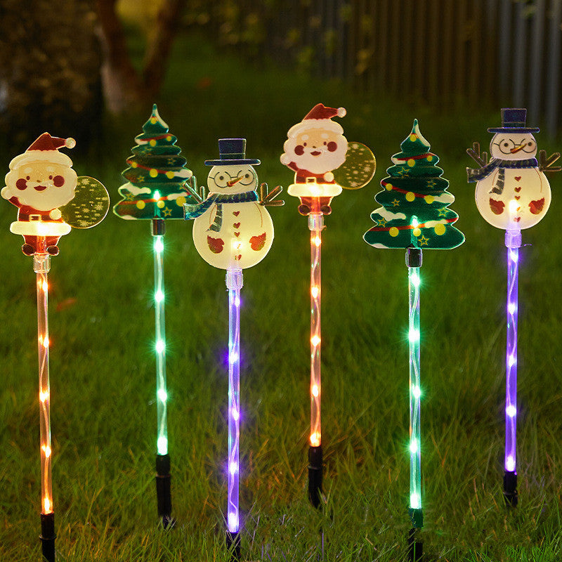 Solar Christmas Lawn Light Set – 6-Piece Santa & Reindeer Waterproof Garden Lamps for Festive Outdoor Holiday Decoration