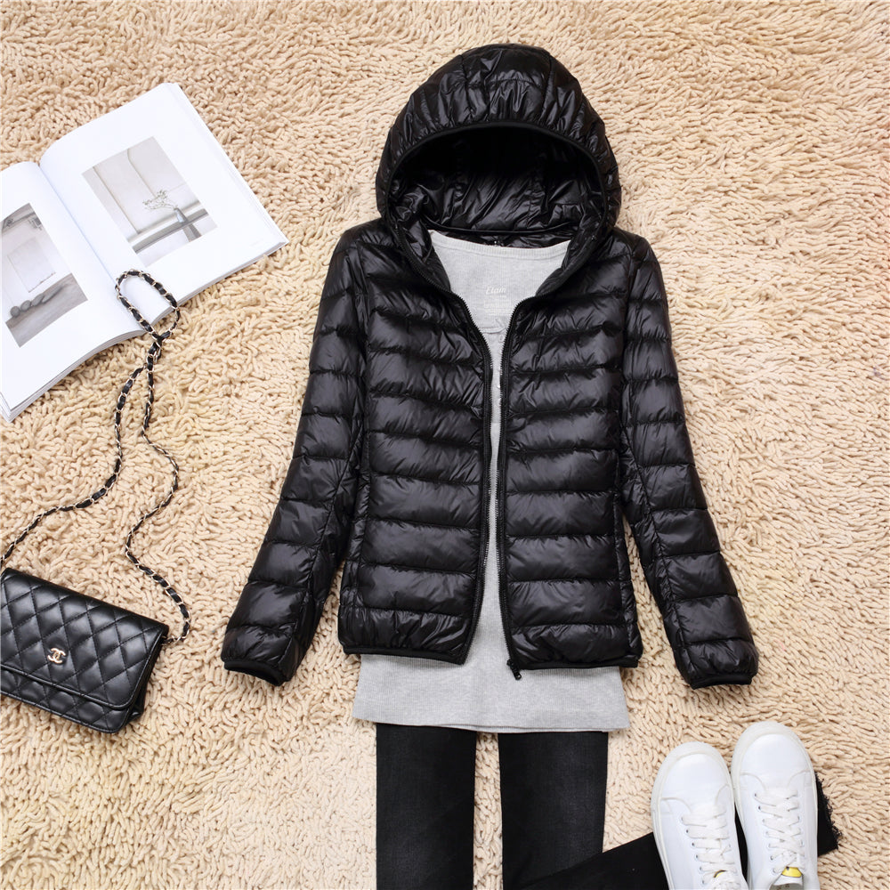 Women’s Ultra Lightweight Packable Puffer Jacket – Hooded Plus Size Down Coat for Spring, Autumn Travel and Everyday Warmth