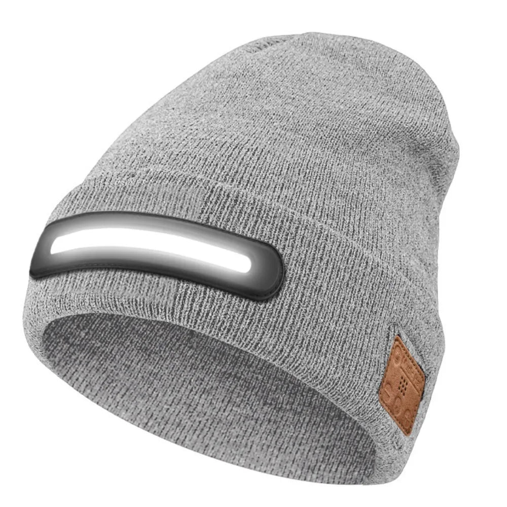 LED Beanie Hat with Light - USB Rechargeable Winter Headlamp Cap for Outdoor Work, Running and Camping