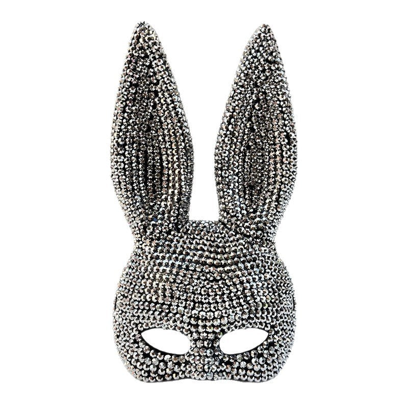 Rhinestone Rabbit Masquerade Mask – Glitter Acrylic Full-Face Costume for Women, Theater Performances, Halloween Parties, Roleplay and Glamorous Photo Shoots