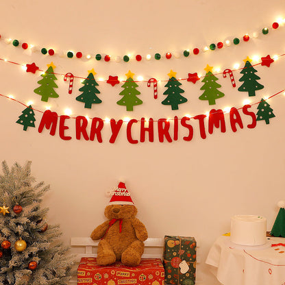 LED Christmas DIY Hanging Banner Lights – Handmade String Flag with Holiday Pendants for Home Backgrounds, Parties & Merry Xmas Décor