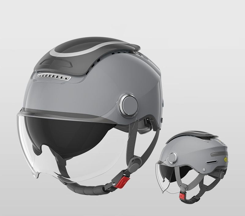 Electric Motorcycle Helmet – Dual-Lens Open Face Summer Scooter Helmet for Men & Women, Breathable Jet Style with Wind Protection