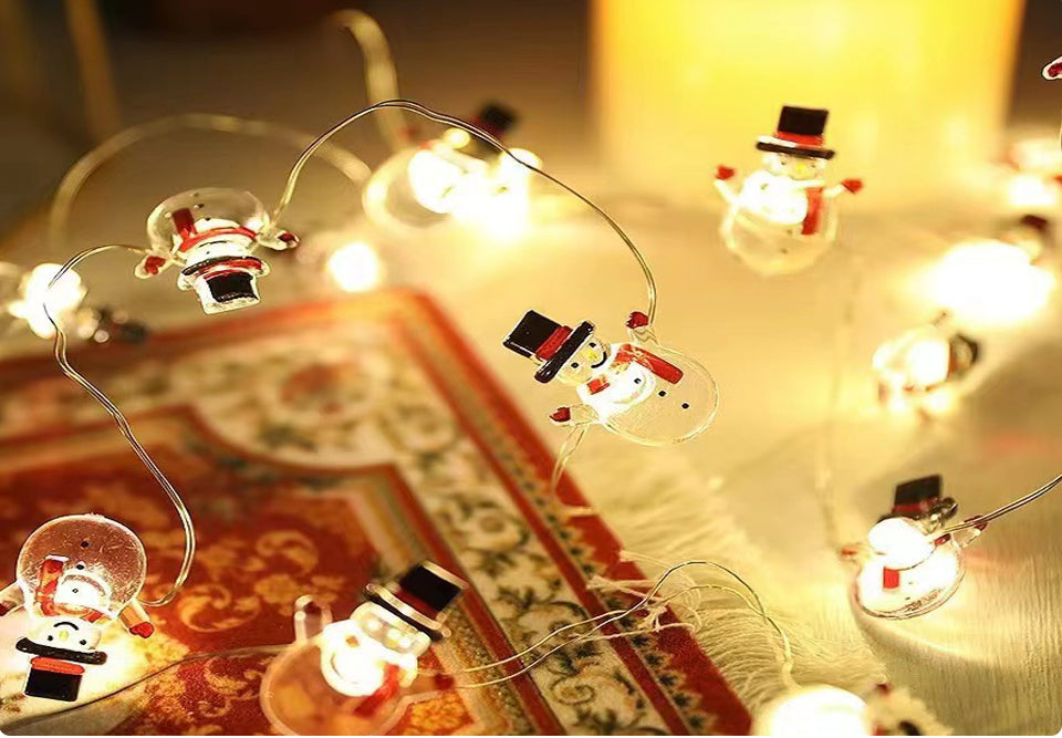 Santa Snowflake LED Fairy Lights – 2M Battery-Powered Christmas String Lights for Living Room, Bedroom, Party Décor, and Festive Home Atmosphere