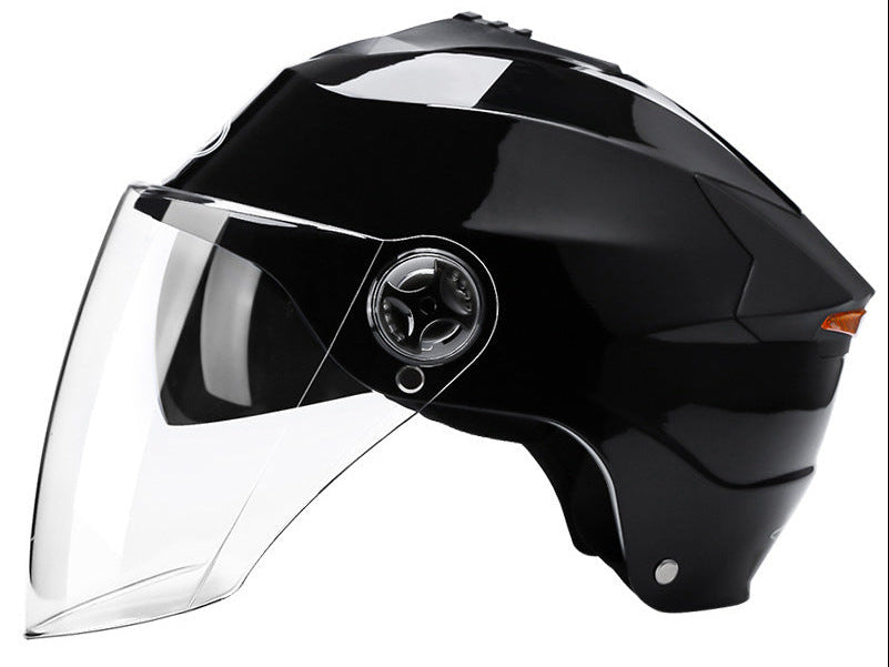 LED Motorcycle Helmet – Rechargeable Lighted Moped and Electric Scooter Helmet for Men and Women with Protective Double Visor