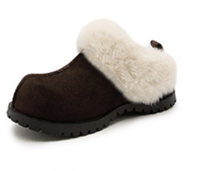 Women's Plush Platform Slippers – 2026 Autumn Winter Flannel Closed Toe Shoes with Warm Lining, Non Slip Sole and Retro Style