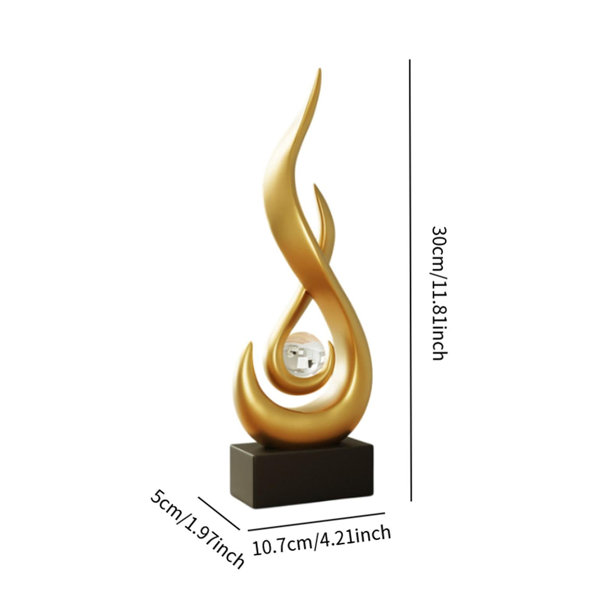 Modern Abstract Fire Resin Statue - Artistic Desk Ornament for Stylish Home Interiors, Study, or Office Decorative Placement