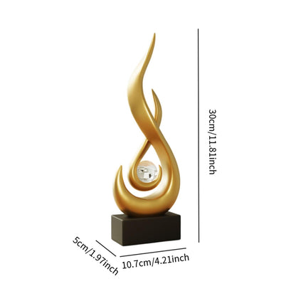 Modern Abstract Fire Resin Statue - Artistic Desk Ornament for Stylish Home Interiors, Study, or Office Decorative Placement