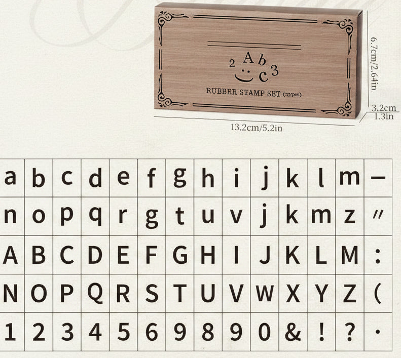 Vintage Wooden Stamp Set – 70 Piece Retro Alphabet, Number and Symbol Stamps for Journaling, Crafts and Scrapbooking