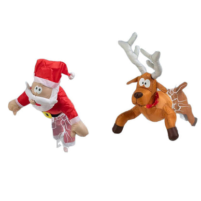 Crashing Santa Animated Window Display – 3D Funny Christmas Home Decoration with Santa or Reindeer Design, Perfect for New Year Parties