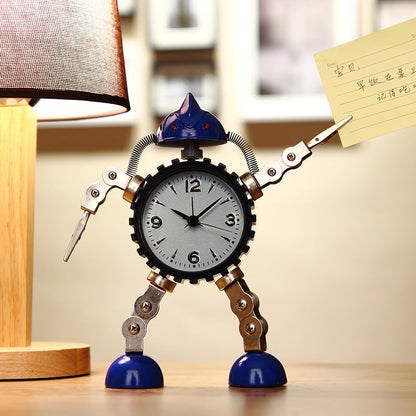 Robot Alarm Clock - Cute Metal Cartoon Desktop Clock for Kids, Students and Bedroom Decoration