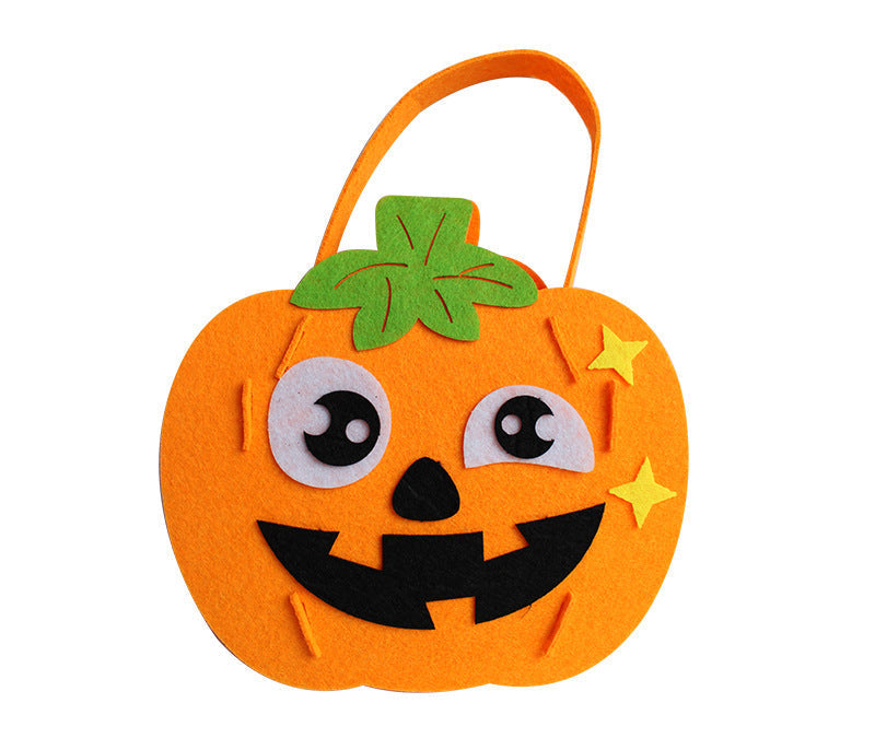 Halloween Pumpkin Candy Bag Kit – DIY Felt Treat Tote Craft Set for Kids, Kindergarten Activities, Party Favors and Handmade Holiday Fun