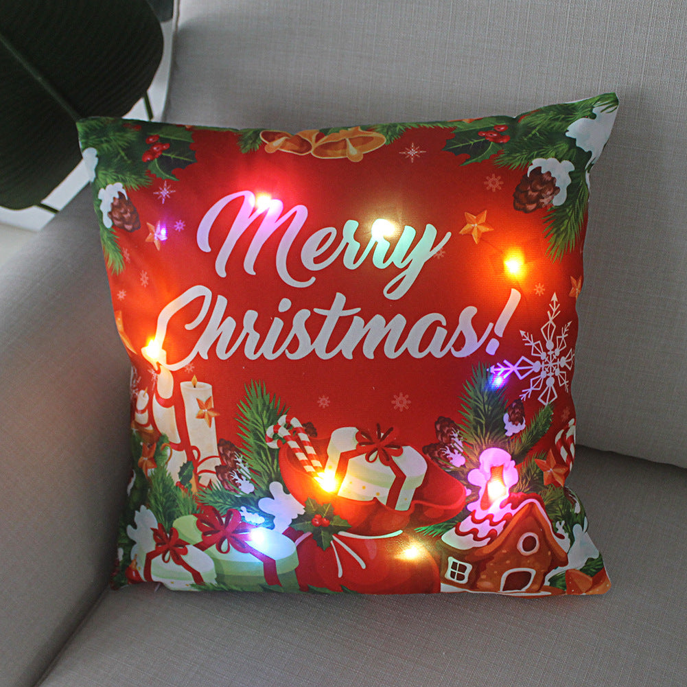 LED Christmas Pillowcase Cover – 45cm Luminous Cushion Cover with Holiday Patterns, Perfect New Year Home Decorations for Festive Ambiance