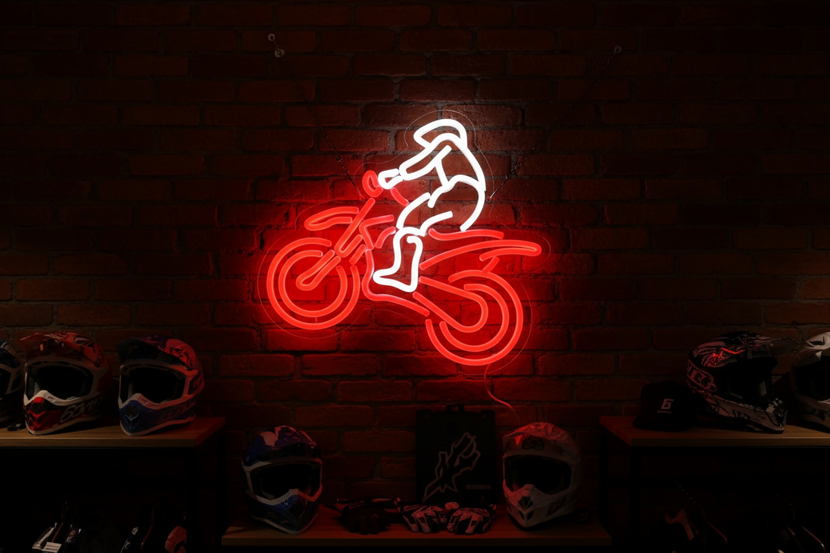 Motorcycle Neon Sign – USB LED Wall Light and Business Signage for Garages, Game Rooms and Bedrooms, Perfect for Biker-Themed Decor
