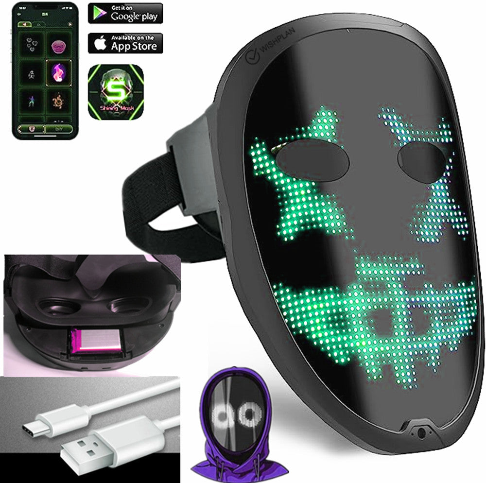 Gesture-Sensing LED Face Display – Interactive Light-Up Face-Changing Device with Hands-Free Controls for Parties, Costumes, Events and Creative Entertainment
