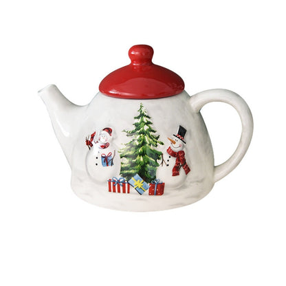 Christmas Snowman Dish & Cutlery Set – Ceramic Plate, Bowl, Storage Jar & Teapot Kitchen Collection for Holiday Meals & Festive Dining