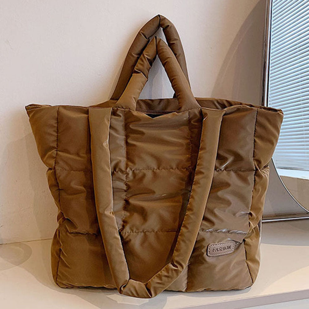 Puffer Quilted Cotton Shoulder Large Tote Bag – Cloud Handbag with Padded Design for Women, Lightweight Casual Shopping Purse for Daily Travel & Essentials
