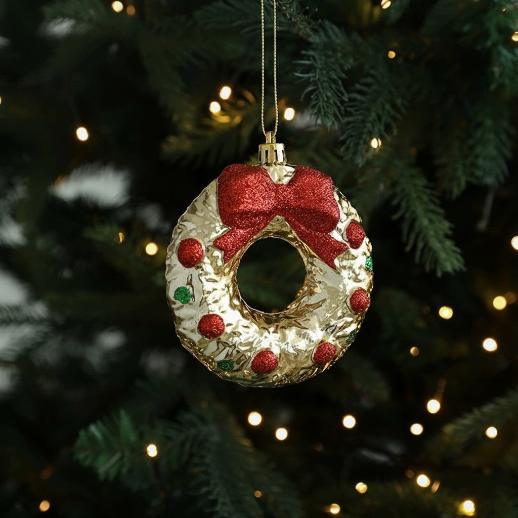 Gold Bear Bell Christmas Tree Ornaments – Holiday Hanging Decoration for Home, Parties, New Year & Festive Navidad Décor