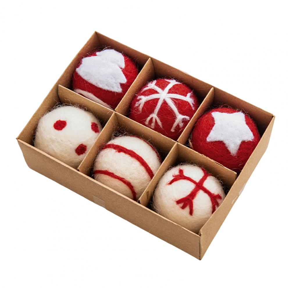 Felt Christmas Ball Ornament Set – 6-Piece Hanging Tree Pendants for Festive Home Décor, Holiday Parties, Xmas Decorations & Seasonal Celebration Displays