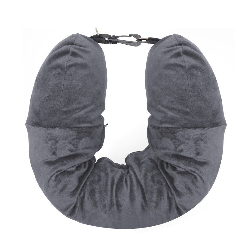 Stuffable Travel Neck Pillow – Velvet Airplane & Car Neck Pillow You Fill With Your Clothes
