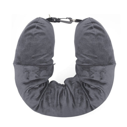 Stuffable Travel Neck Pillow – Velvet Airplane & Car Neck Pillow You Fill With Your Clothes
