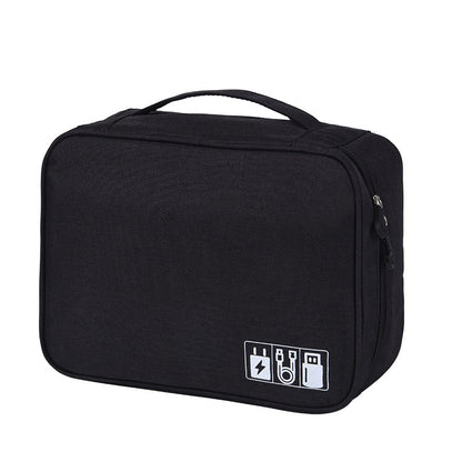Seagull Nylon Tech Organizer Case – Two-Layer Electronic Gadget Storage Bag for Hard Drives, Cables, Pen Drives & Travel Accessories, 24×18×10 cm