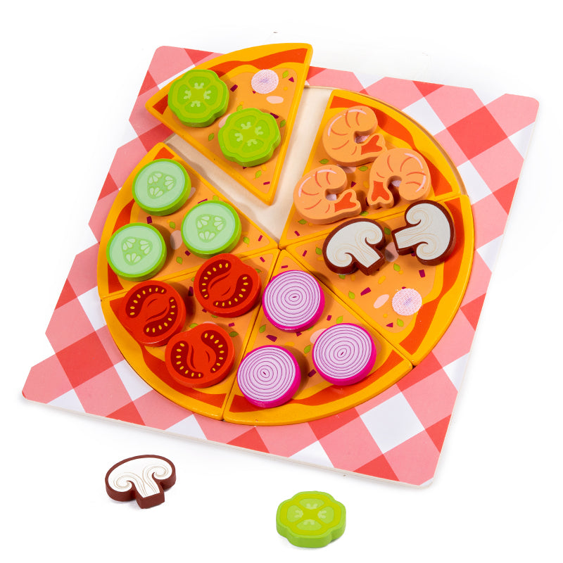 Wooden Donut Pizza Cookie Puzzle Set – Pretend Food Educational Toy for Kids with Matching, Sorting and Creative Kitchen Roleplay Fun