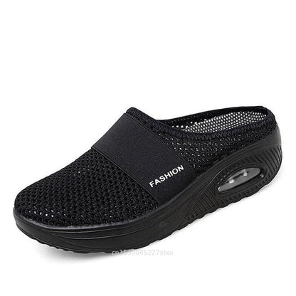 Women’s Orthopedic Air Cushion Walking Shoes – Breathable Slip-On Diabetic Wedge Sneakers with Lightweight Mesh for Comfort & Arch Support