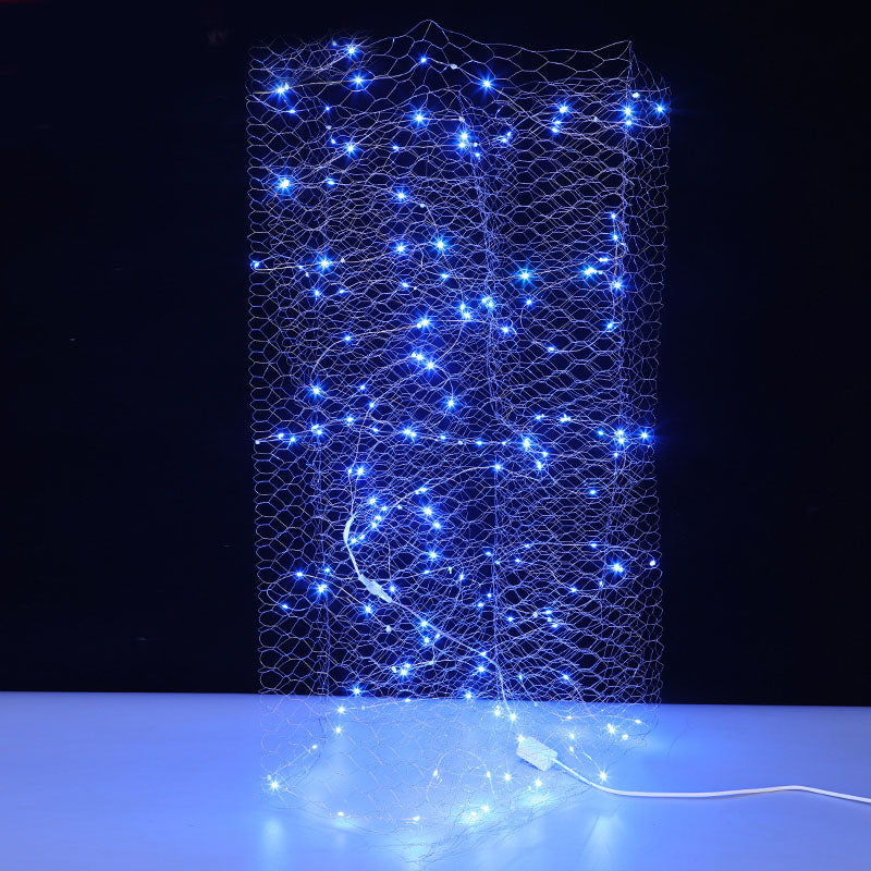 Starry Sky Wedding Ceiling Decor – Luminous Net Light with Wrought Iron Frame for Romantic Event and Party Decorations
