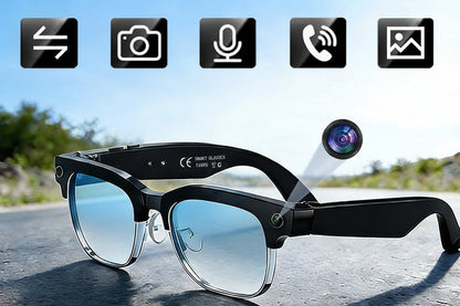AI Camera Smart Glasses – 800W Pixel Video Recording Sunglasses with Bluetooth Calls, Voice Translation and Photo Recognition for Men