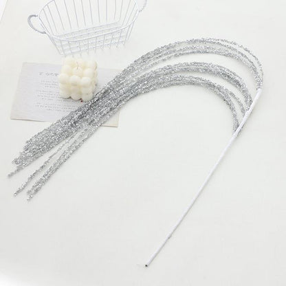 Sequin Glitter Christmas Branch Sticks – Artificial White Tassel Plant Decorations for Holiday Trees, Parties & Festive Displays