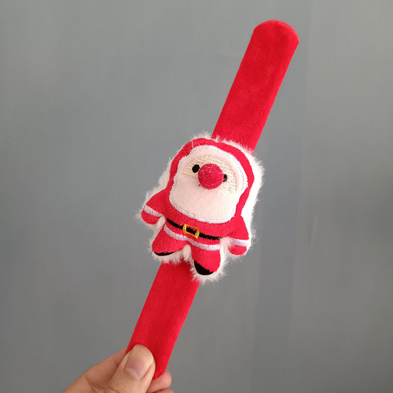 Christmas Plush Clap Bracelet Set – Cute Elk & Snowman Slap Wrist Bands for Kids, Holiday Gifts, Games & New Year Decorations