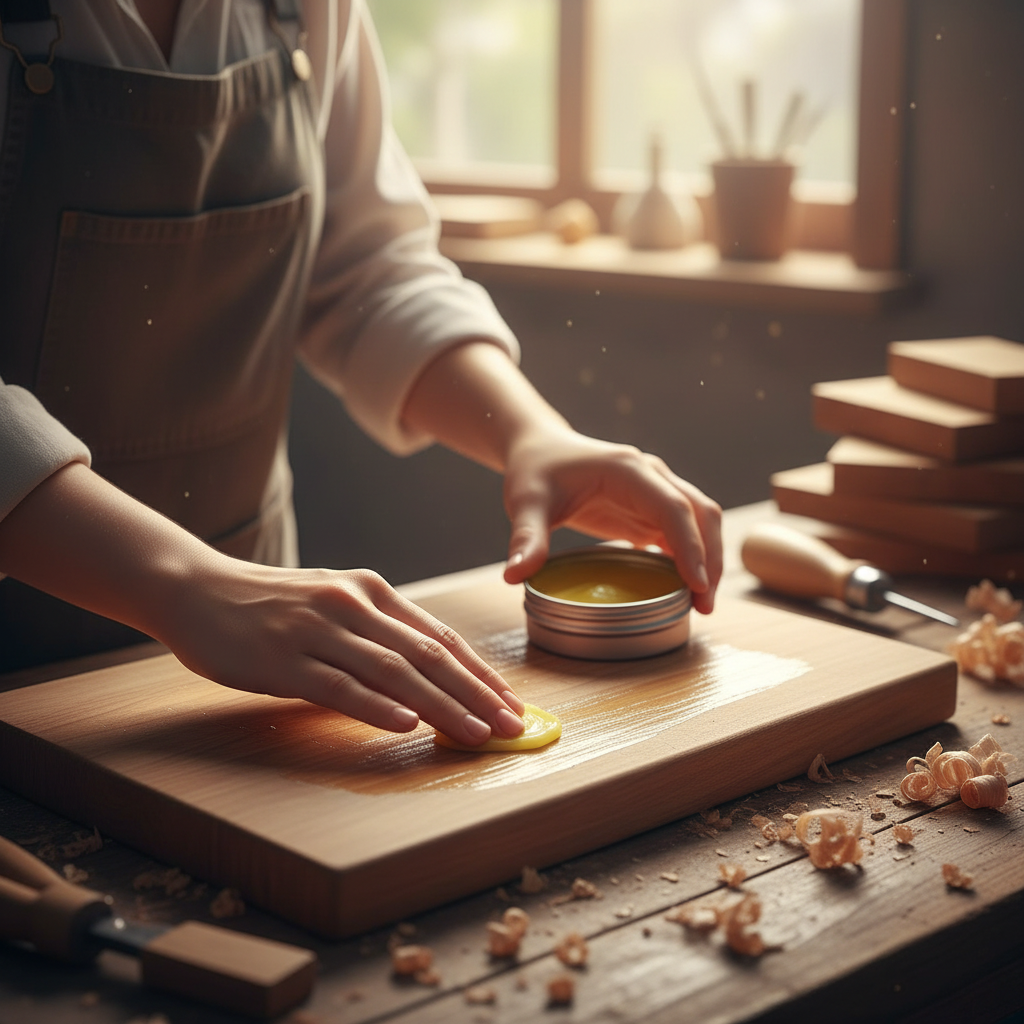 Wood Cutting Board Beeswax Paste – Food-Grade Coconut Oil and Vitamin E Conditioner for Nourishing, Protecting and Restoring Natural Wood Shine