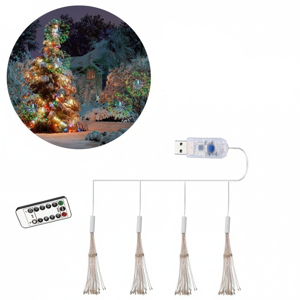 USB Hanging Firework Light – 270-LED DIY Starburst Fairy Lamp for Christmas, Garden Décor, Festival Garlands & Holiday Ambience