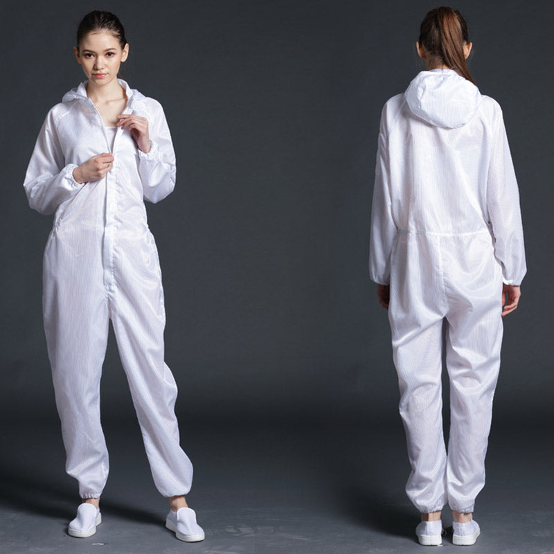 Unisex Hooded Cleanroom Coveralls – Dust-Proof Anti-Static One-Piece Work Uniform for Clean Environments, Protective Tasks and Professional Workplace Wear