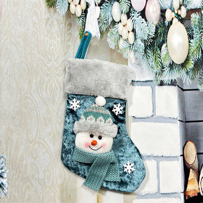 Blue Christmas Socks Party Set – Reindeer, Santa & Snowman Doll Gift Bags for Holiday Parties, Xmas Decorations, Festive Supplies & New Year Gifts
