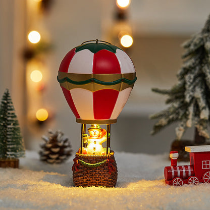 Santa & Snowman Hot Air Balloon Ornament – LED Glowing Christmas Decoration for Bedroom, Tabletop & Festive New Year Home Décor