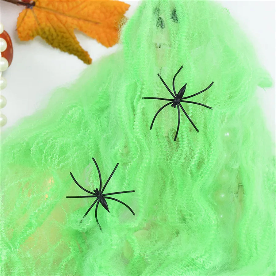 Stretchy Halloween Spider Web – Artificial White Cobweb Decoration for Haunted Houses, Scary Party Scenes, Indoor Displays and Outdoor Spooky Decor