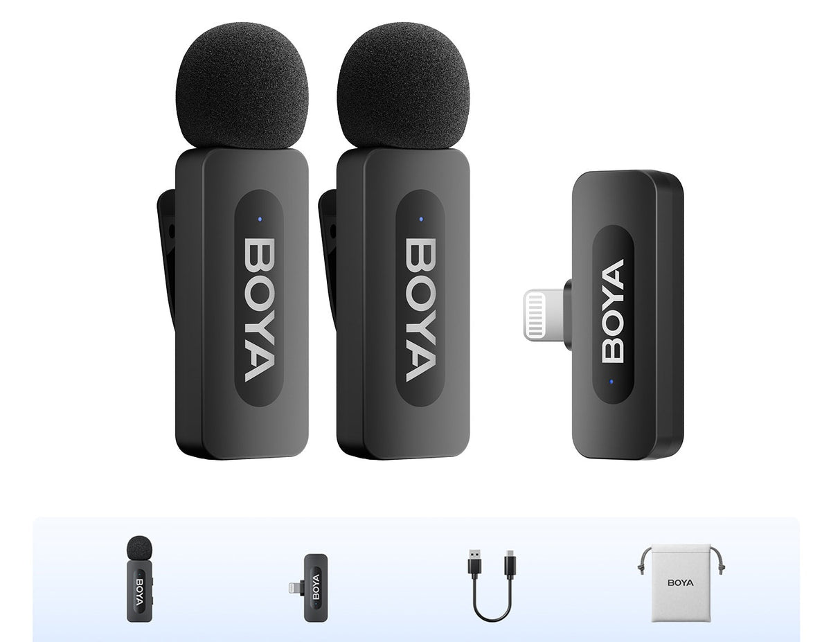 Wireless Lavalier Lapel Microphone – Rechargeable Noise-Cancelling Clip-On Mic for iPhone, Android, Camera, Live Streaming & Vlogging