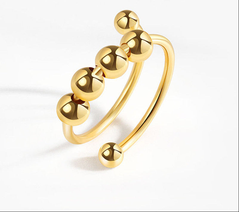 Micro-Motion Rotating Bead Ring – Round Bead Jewelry with Playful Spinning Detail for Stylish Everyday Wear, Stress Relief and Unique Gifting