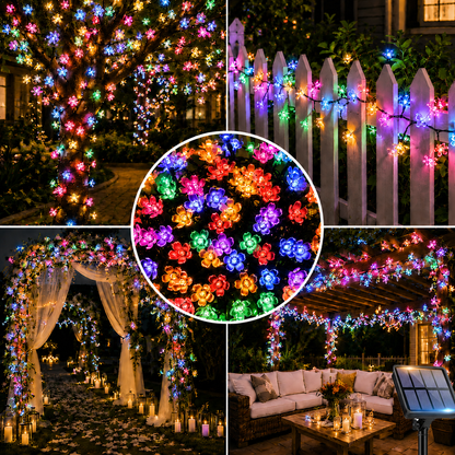 Cherry Blossom Solar String Lights – Romantic Outdoor Fairy Lighting for Gardens, Patios, Balconies, Weddings, Parties and Warm Decorative Ambience