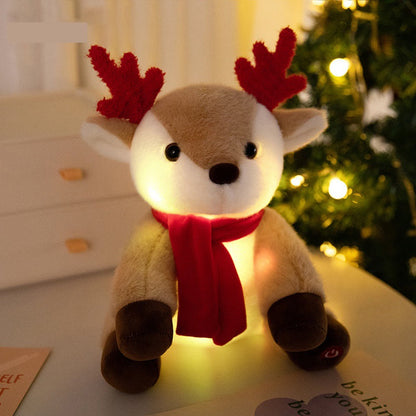 Luminous Singing Christmas Plush Toy – Cute Santa, Elk, or Snowman Plush Doll with Music and Lights, Perfect New Year Gift for Kids