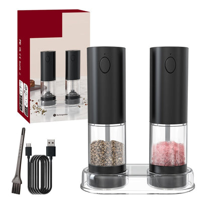 USB Rechargeable Electric Salt & Pepper Grinder Set – Adjustable Mill with Large Capacity for Home & Kitchen Use