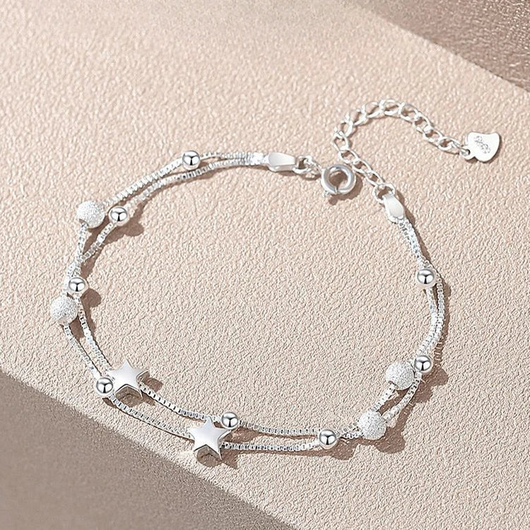 Sterling Silver Heart Zircon Bracelet – 925 Sparkling Adjustable Chain Jewelry with Elegant Korean Design for Women, Romantic Gifts and Parties