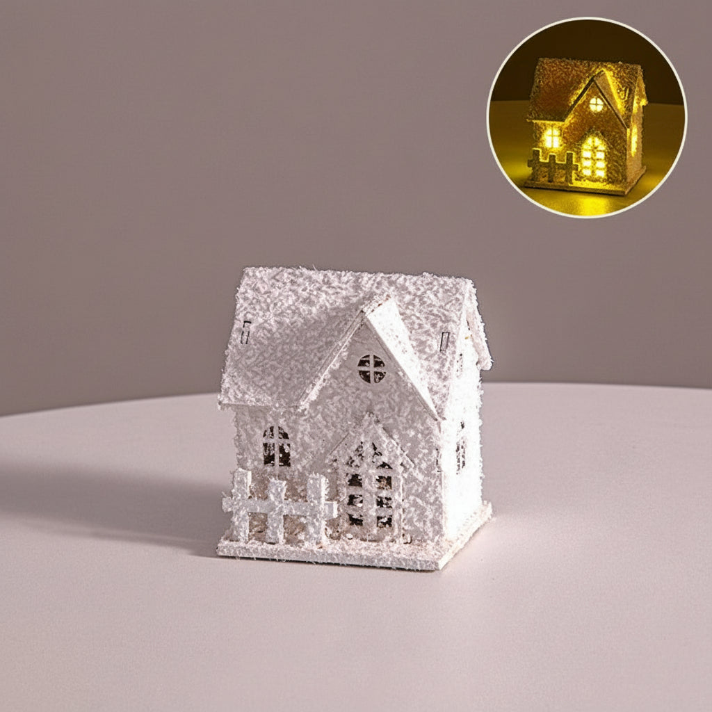 Cute Elk & Snow House Christmas Ornaments – Glowing Holiday Tree Decorations for New Year Atmosphere, Xmas Gifts & Seasonal Displays