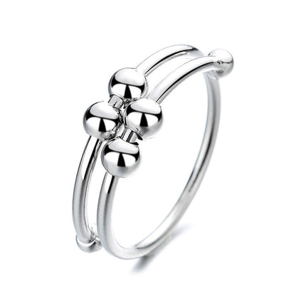Korean Vintage Beaded Wide Ring – Silver-Tone Open Handmade Jewelry for Women and Couples with Unique Statement Style and Gift Appeal