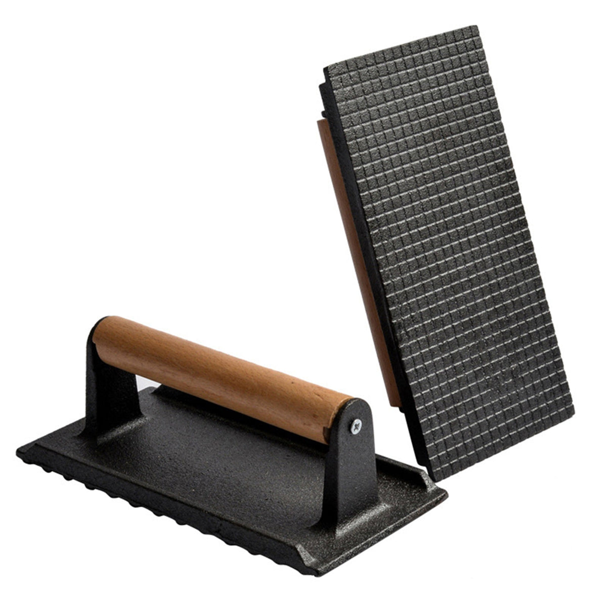 Heavy-Duty Meat Press – Rectangular Steak and Burger Press BBQ Tool with Heat-Resistant Handle