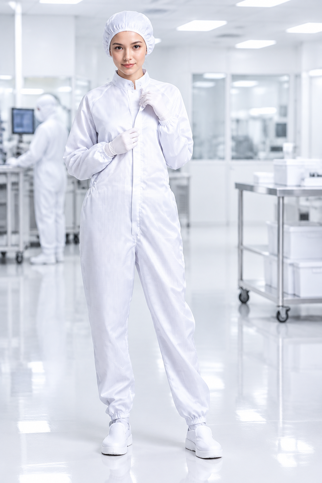 Unisex Hooded Cleanroom Coveralls – Dust-Proof Anti-Static One-Piece Work Uniform for Clean Environments, Protective Tasks and Professional Workplace Wear
