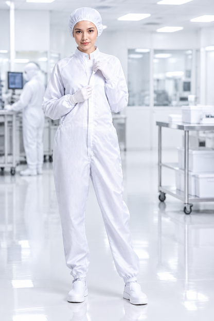Unisex Hooded Cleanroom Coveralls – Dust-Proof Anti-Static One-Piece Work Uniform for Clean Environments, Protective Tasks and Professional Workplace Wear