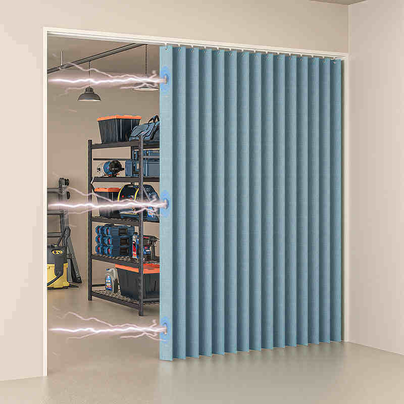 Blackout Door Curtain – Accordion Folding Room Divider Curtain for Doorways & Closets, Pleated Fabric Panel with Hooks
