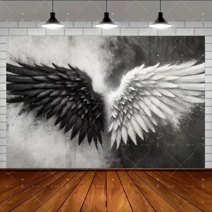 Neon Angel Wings Tapestry – 3D UV-Reactive Luminous Wall Decor for Gaming Rooms, Bedrooms and Living Spaces with Striking Glow Effects